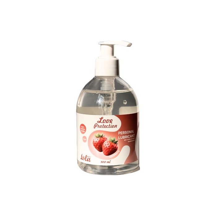 Лубрикант на водной снове Love Protection Strawberry с ароматом клубники - 300 мл - Love Protection