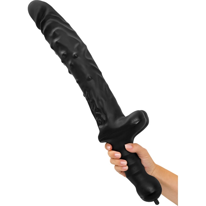 Черный фаллоимитатор «Вразумитель» с подкачкой. Фотография 2.