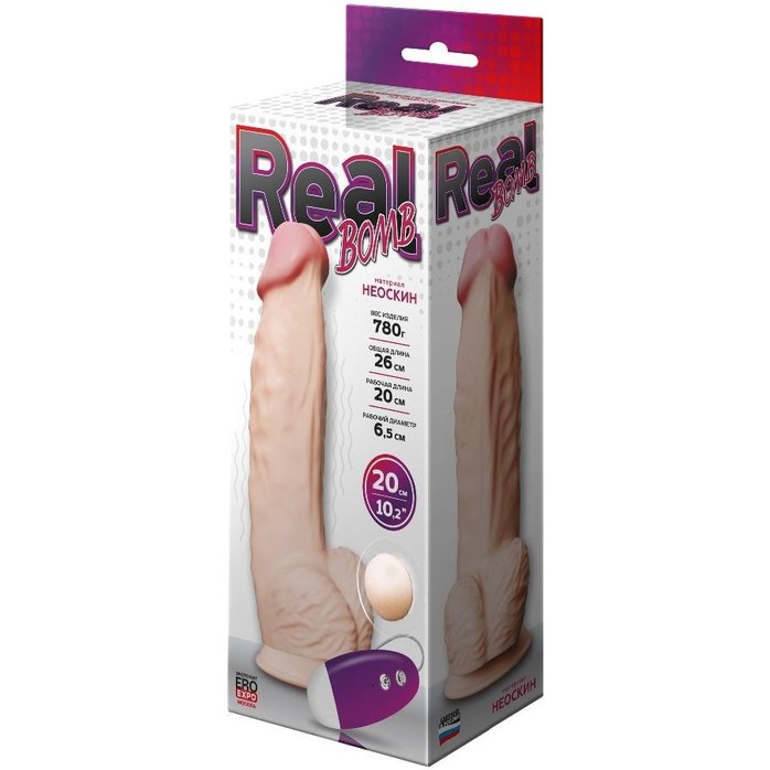Телесный вибратор-гигант Real Bomb - 26 см. Фотография 5.