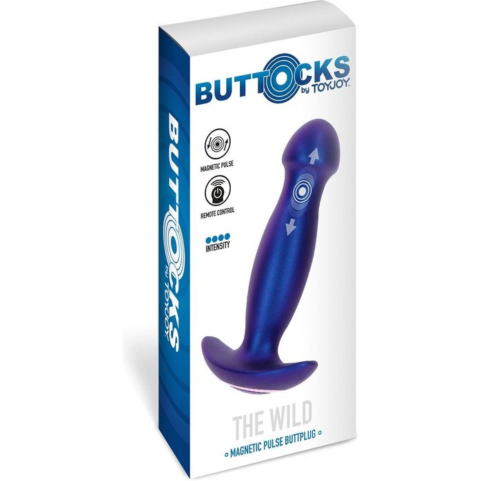Синяя анальная вибропробка Buttocks The Wild Magn Pulse Vibrating Plug - 15 см. Фотография 7.