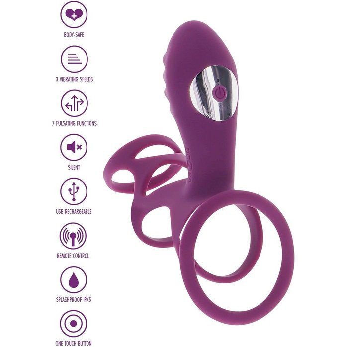 Фиолетовая эрекционная вибронасадка Halo Halo C-Ring Sleeve. Фотография 5.