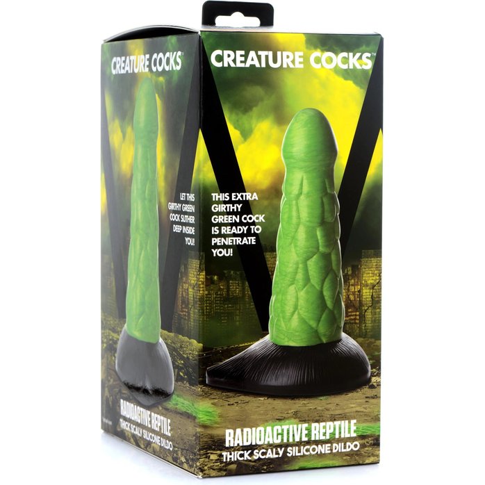 Зеленый фантазийный фаллоимитатор Reptile Thick Scaly Silicone Dildo - 19,1 см - Creature Cocks. Фотография 4.