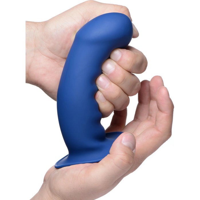 Синий гибкий фаллоимтатор Thick Phallic Dildo - 17,5 см - Squeeze-it. Фотография 4.