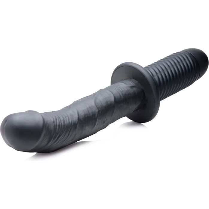 Черный вибратор The Large Realistic 10X Silicone Vibrator with Handle - 30,5 см - Ass Thumpers