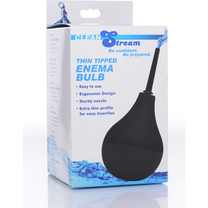 Черный анальный душ Thin Tip Enema Bulb - CleanStream. Фотография 3.