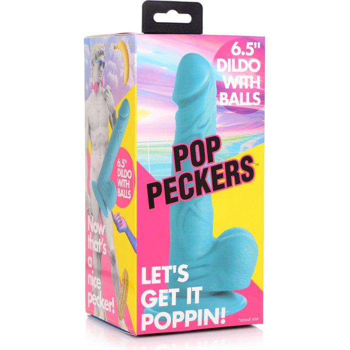 Голубой реалистичный фаллоимитатор на присоске - 19 см - Pop Peckers. Фотография 5.