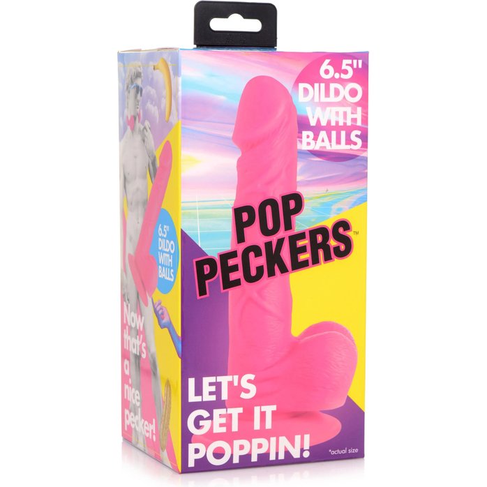 Розовый реалистичный фаллоимитатор на присоске - 19 см - Pop Peckers. Фотография 5.