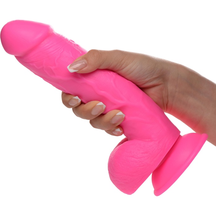 Розовый фаллоимитатор на присоске 8.25 Dildo with Balls - 22,8 см - Pop Peckers. Фотография 3.