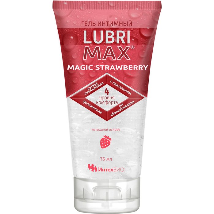 Интимный гель-смазка на водной основе Lubrimax Magic Strawberry - 75 мл