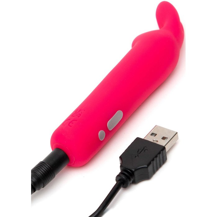 Розовая вибропуля с ушками Rechargeable Rabbit Ears Bullet Vibrator. Фотография 4.