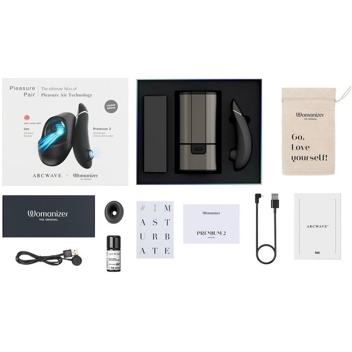 Набор для пар Pleasure Pair: мастурбатор ARCwave Ion и стимулятор Womanizer Premium 2. Фотография 7.