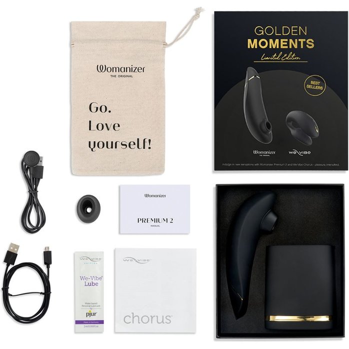 Набор для пар Golden Moments: Womanizer Premium 2 и We-Vibe Chorus. Фотография 2.