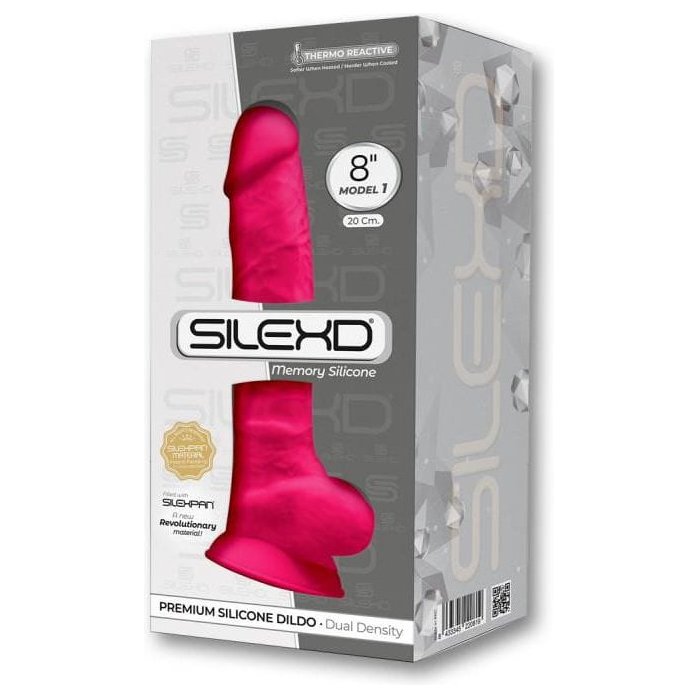 Розовый фаллоимитатор SILEXD Model 1 с мошонкой - 20 см - SILEXD. Фотография 2.