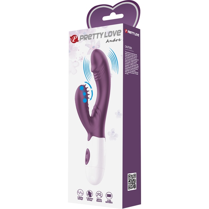 Фиолетовый вибратор-кролик Andre - 20 см - Pretty Love. Фотография 10.