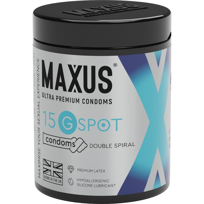 Гладкие презервативы Maxus G spot с двойной спиралью - 15 шт