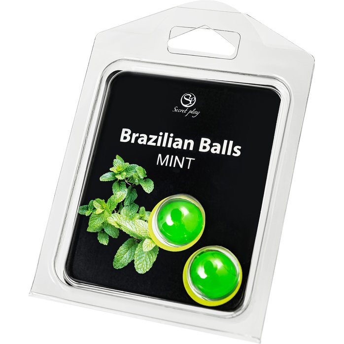 Набор из 2 шариков с массажным маслом Brazilian Balls с ароматом мяты. Фотография 2.