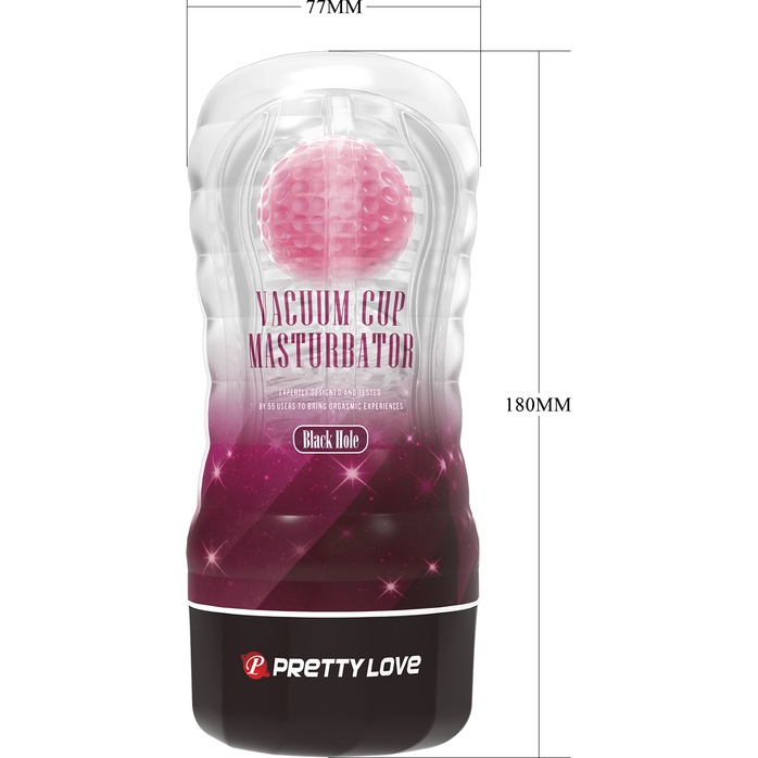 Прозрачный текстурированный мастурбатор Vacuum Cup Masturbator Black Hole - Pretty Love. Фотография 2.