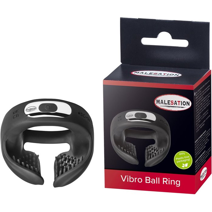 Черное эрекционное виброкольцо для пениса и мошонки Vibro Ball Ring. Фотография 3.