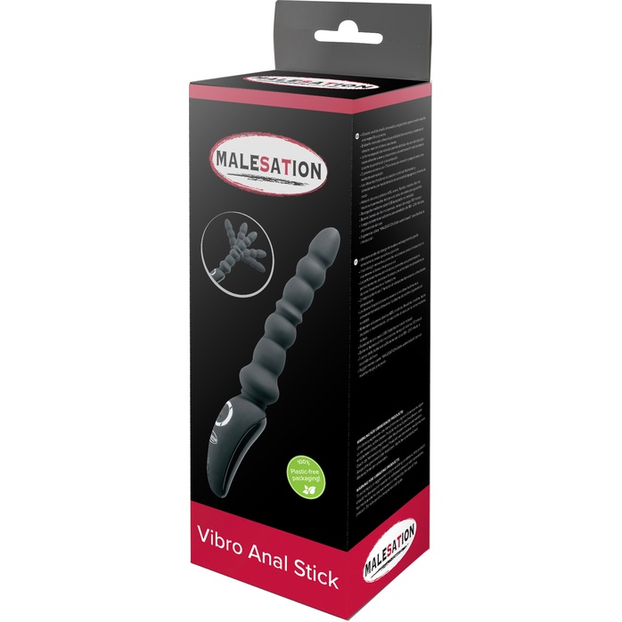 Черный анальный вибростимулятор Vibro Anal Stick - 23,5 см. Фотография 4.