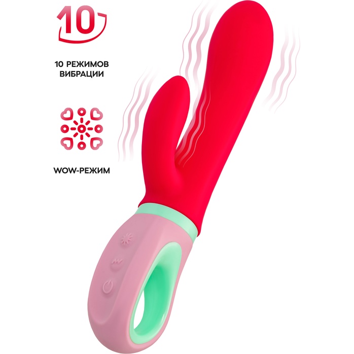 Красный вибратор с клиторальным отростком Petunia - 19 см - Flovetta. Фотография 4.
