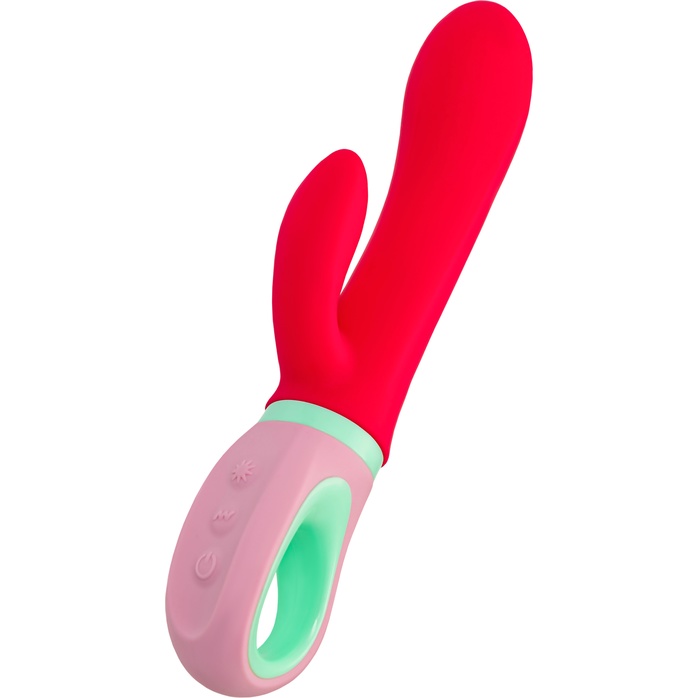 Красный вибратор с клиторальным отростком Petunia - 19 см - Flovetta