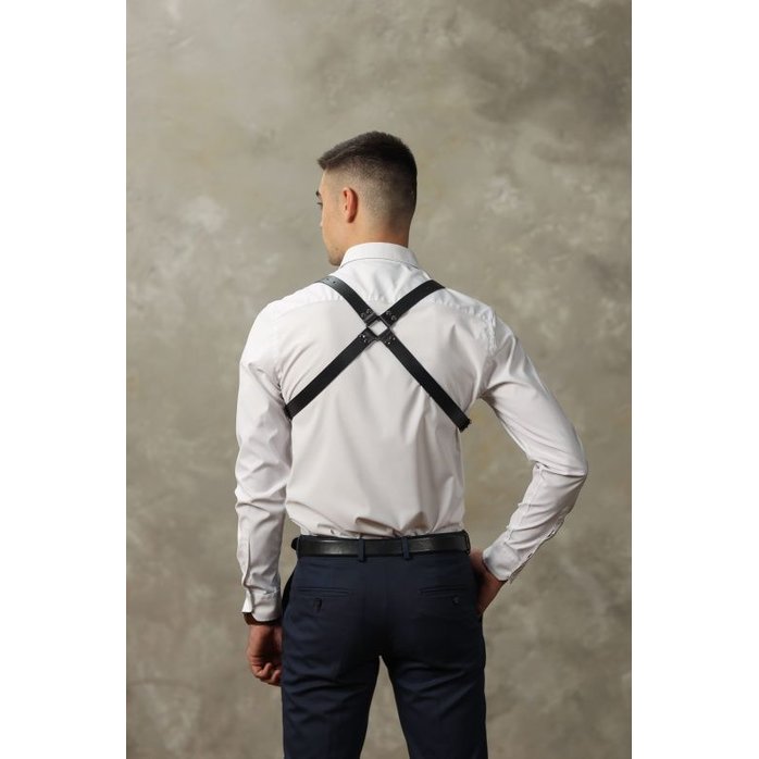 Черная мужская кожаная портупея №4. Фотография 3.