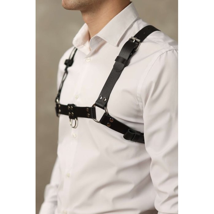 Черная мужская кожаная портупея №4