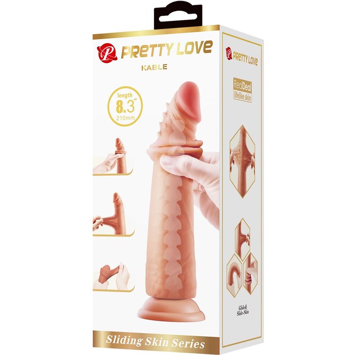 Карамельный фаллоимитатор с эффектом скользящей кожи Kable - 21 см - Pretty Love. Фотография 5.