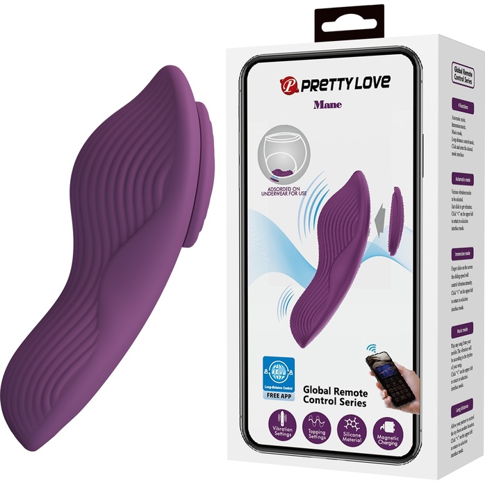 Фиолетовый вибратор в трусики Mane с управлением через приложение - Pretty Love. Фотография 2.