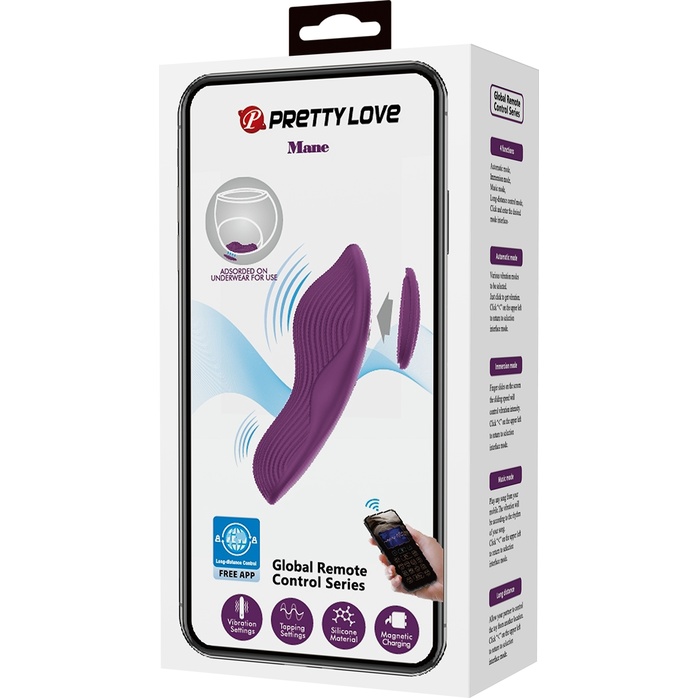 Фиолетовый вибратор в трусики Mane с управлением через приложение - Pretty Love. Фотография 10.