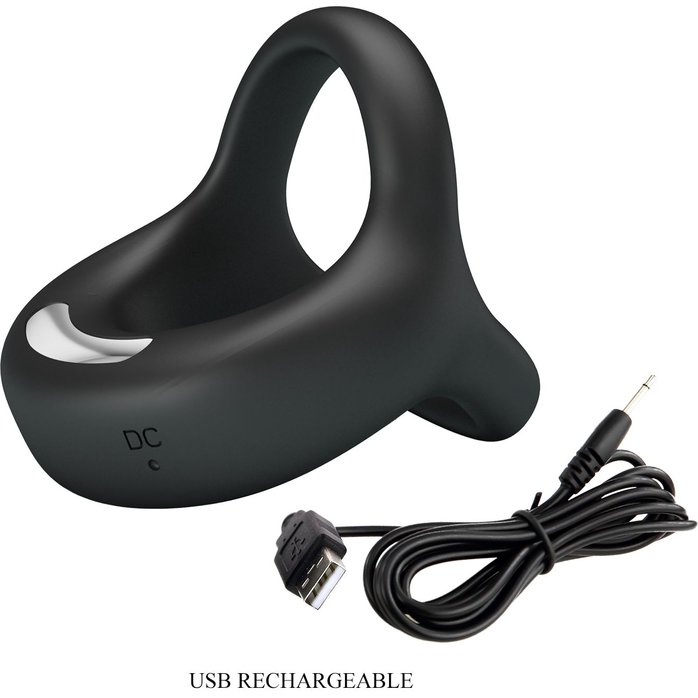 Черное виброкольцо на пенис и мошонку Elliott - Pretty Love. Фотография 9.