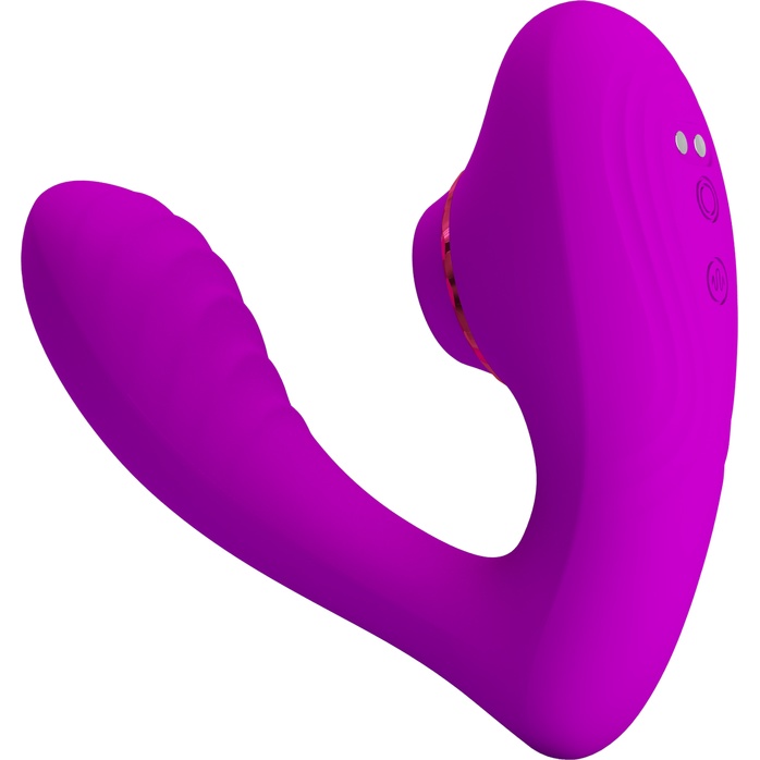 Лиловый вибратор с клиторальной стимуляцией Nauty - Pretty Love. Фотография 5.