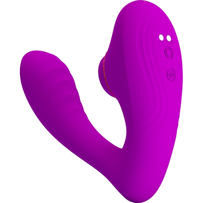 Лиловый вибратор с клиторальной стимуляцией Nauty - Pretty Love. Фотография 6.