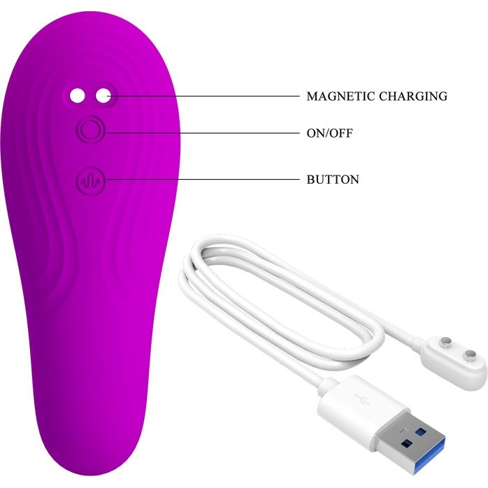 Лиловый вибратор с клиторальной стимуляцией Nauty - Pretty Love. Фотография 10.