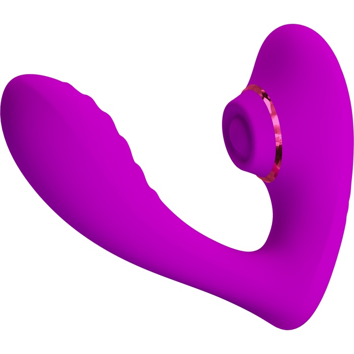 Лиловый вибратор с клиторальной стимуляцией Nauty - Pretty Love