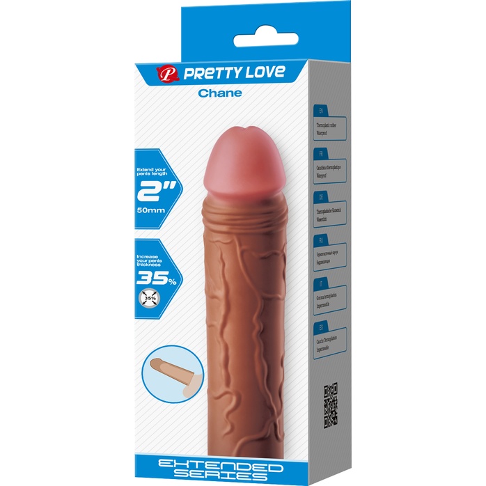 Коричневая насадка на пенис Chane - 18 см - Pretty Love. Фотография 9.