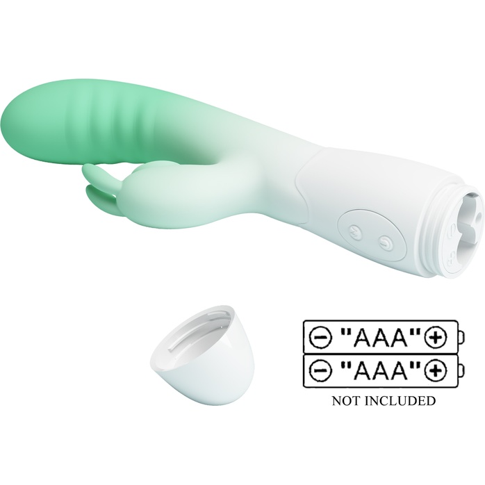 Зелено-белый вибратор-кролик Cerberus - 20,6 см - Pretty Love. Фотография 10.