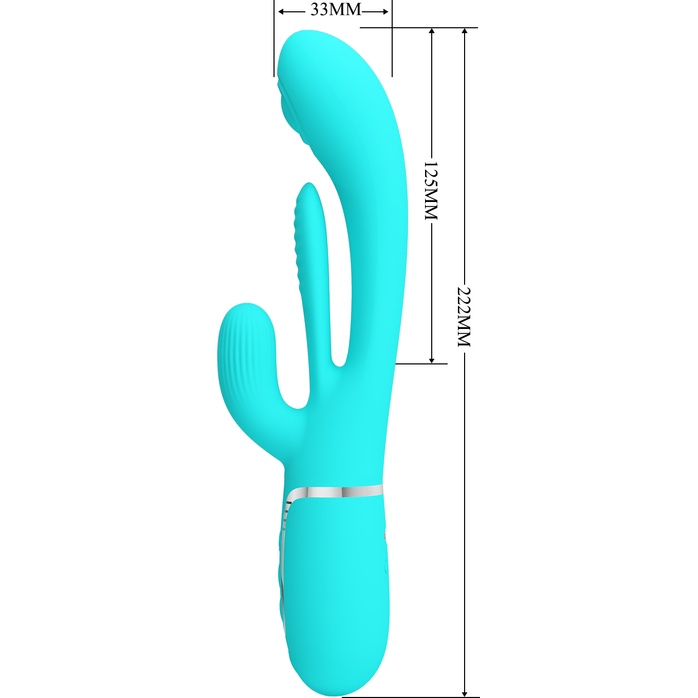 Аквамариновый мультифункциональный вибратор Shania - 22,2 см - Pretty Love. Фотография 3.