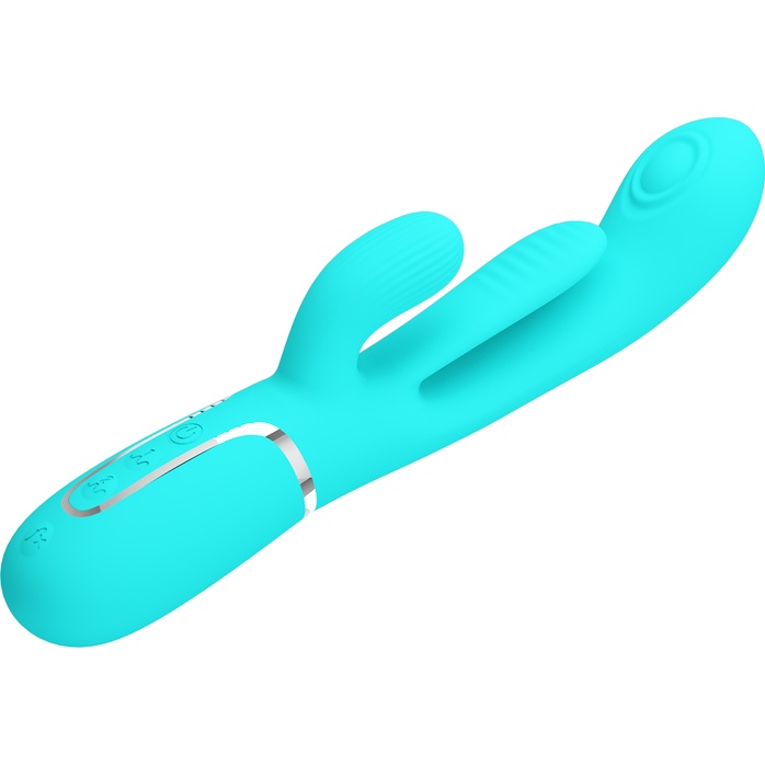 Аквамариновый мультифункциональный вибратор Shania - 22,2 см - Pretty Love. Фотография 5.
