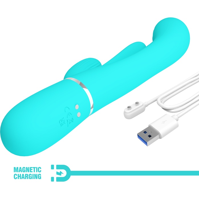 Аквамариновый мультифункциональный вибратор Shania - 22,2 см - Pretty Love. Фотография 10.