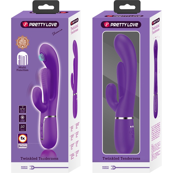 Фиолетовый мультифункциональный вибратор Shania - 22,2 см - Pretty Love. Фотография 11.