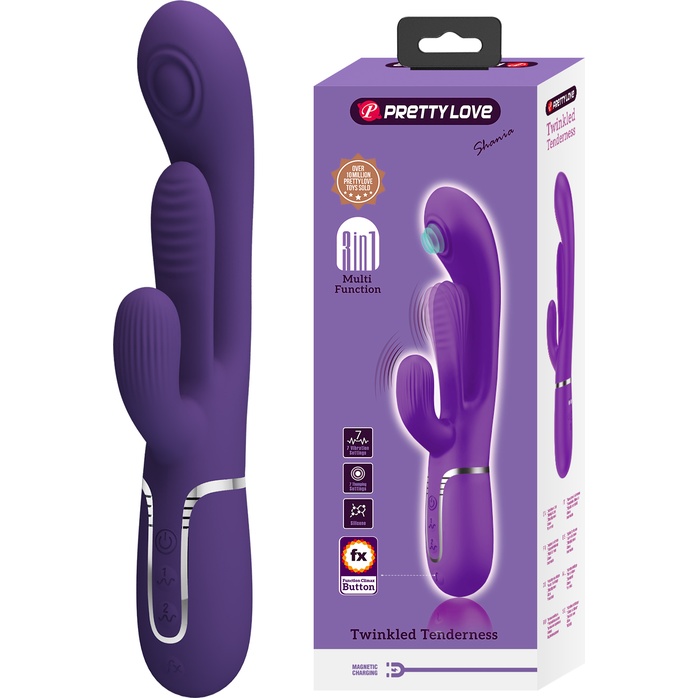 Фиолетовый мультифункциональный вибратор Shania - 22,2 см - Pretty Love