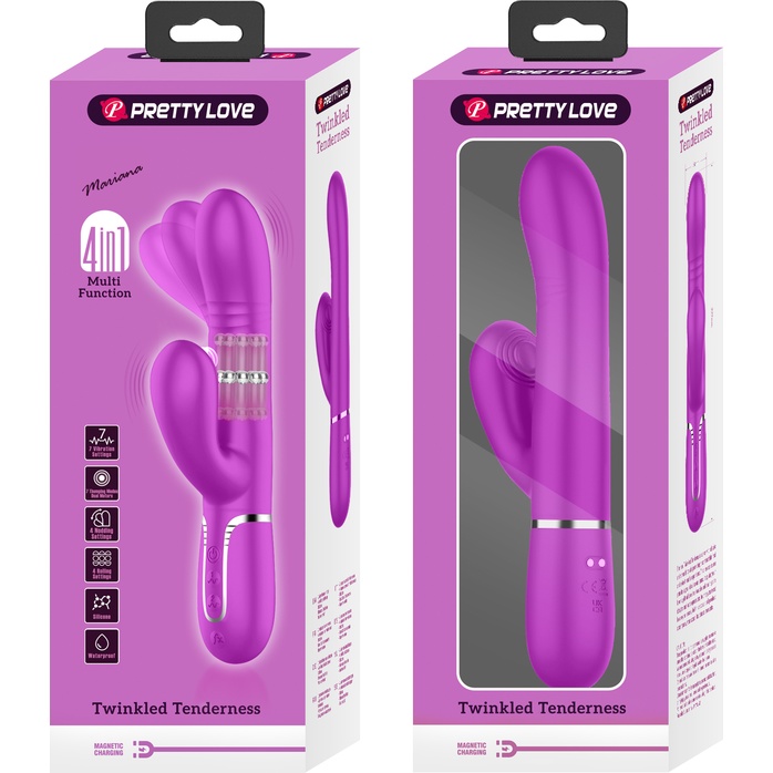 Лиловый вибратор-кролик Mariana - 22,6 см - Pretty Love. Фотография 12.