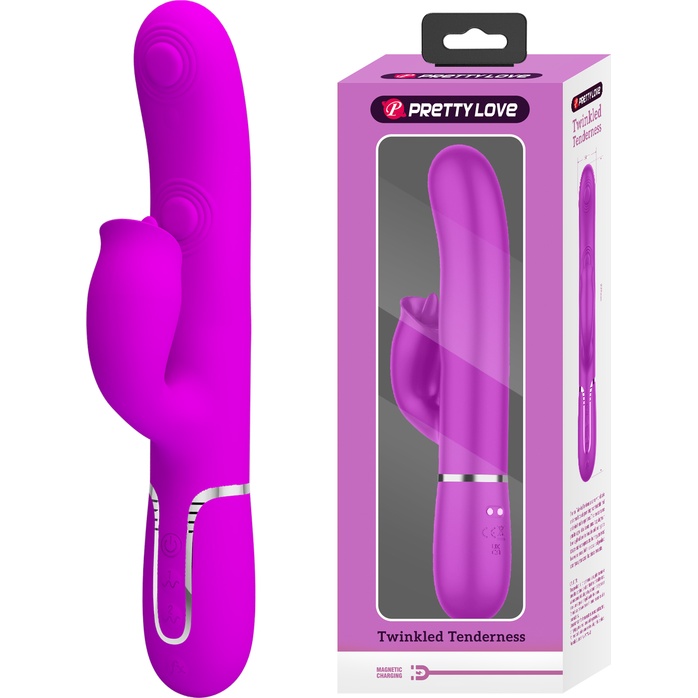 Лиловый вибратор-кролик с пульсацией Gigi - 22,8 см - Pretty Love. Фотография 11.