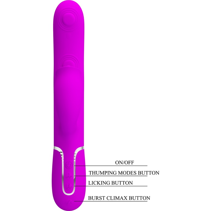 Лиловый вибратор-кролик с пульсацией Gigi - 22,8 см - Pretty Love. Фотография 9.