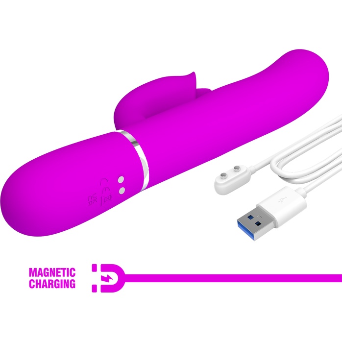 Лиловый вибратор-кролик с пульсацией Gigi - 22,8 см - Pretty Love. Фотография 10.