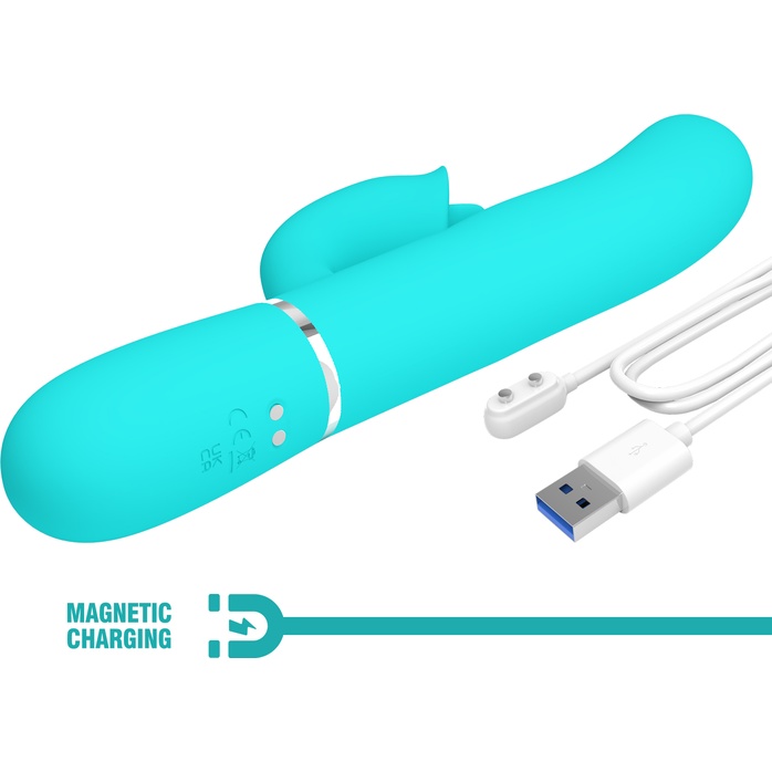 Аквамариновый вибратор-кролик с пульсацией Gigi - 22,8 см - Pretty Love. Фотография 10.