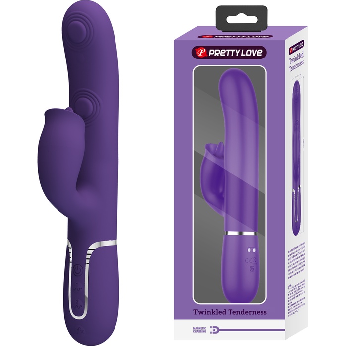 Сливовый вибратор-кролик с пульсацией Gigi - 22,8 см - Pretty Love. Фотография 11.