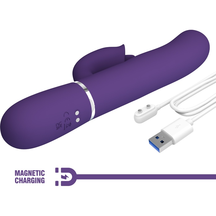 Сливовый вибратор-кролик с пульсацией Gigi - 22,8 см - Pretty Love. Фотография 10.