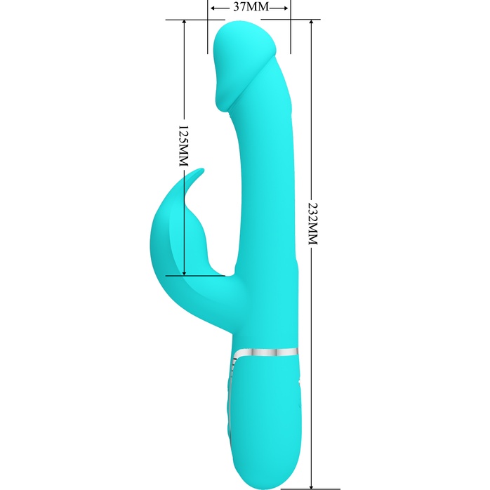 Аквамариновый вибратор-кролик с функцией фингеринга Kampas - 23,2 см - Pretty Love. Фотография 3.